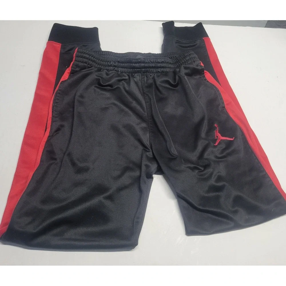 Jordan Youth Boys Black Red Side Stripe Jogger Pants Size Large 12-13 Years